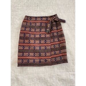 Wrap tribal geometric mini skirt